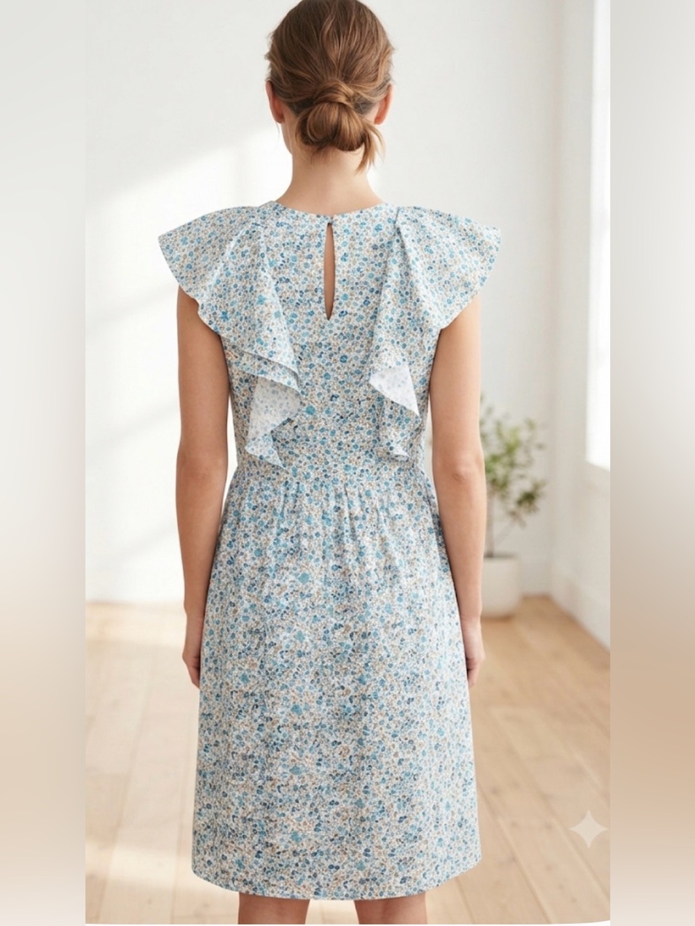 Influence Blue Floral Ruffle Mini Dress - Picture 3 of 8
